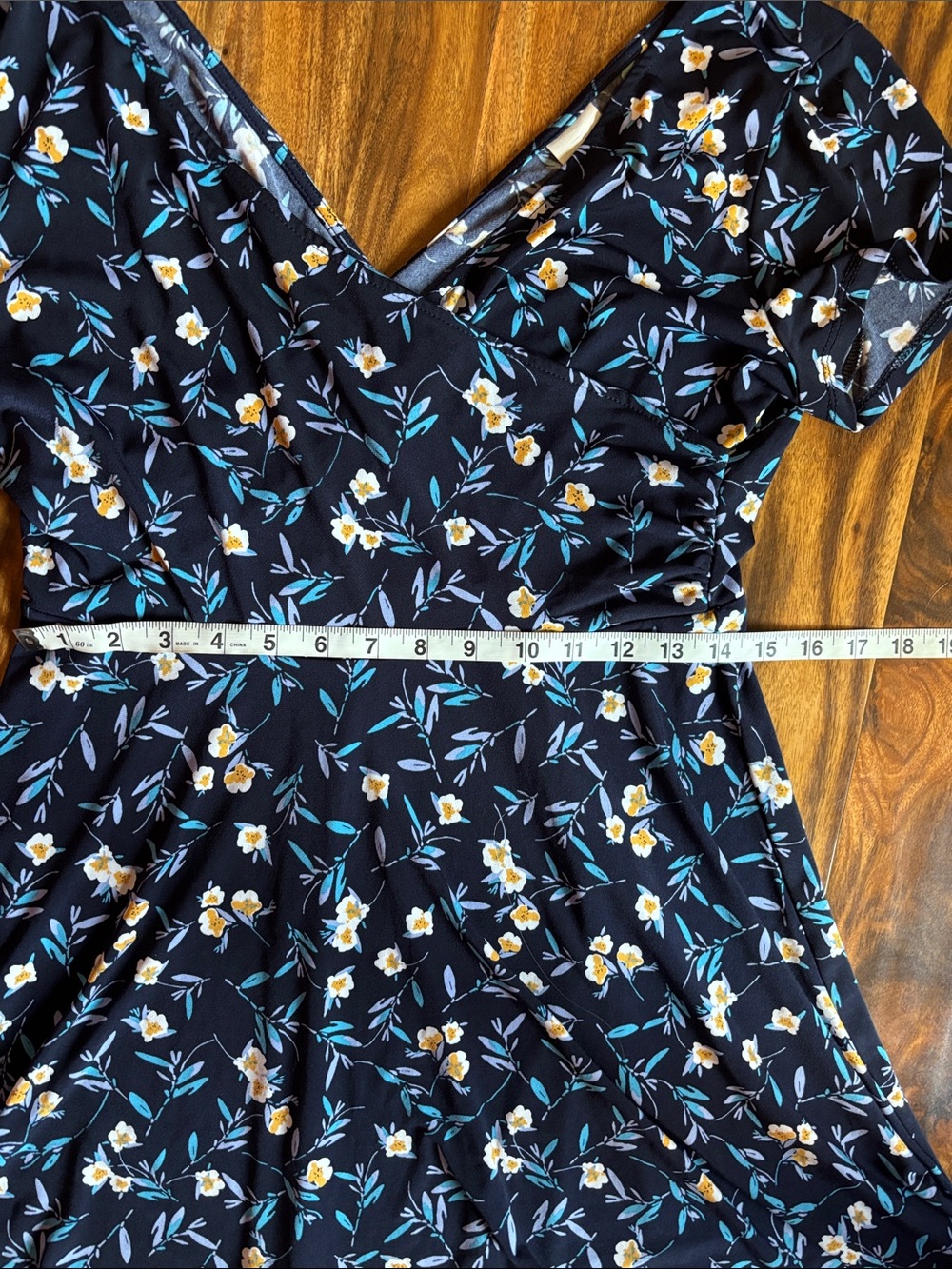 Kaileigh Black Midi Dress with Yellow & Blue Floral Print - Picture 5 of 8